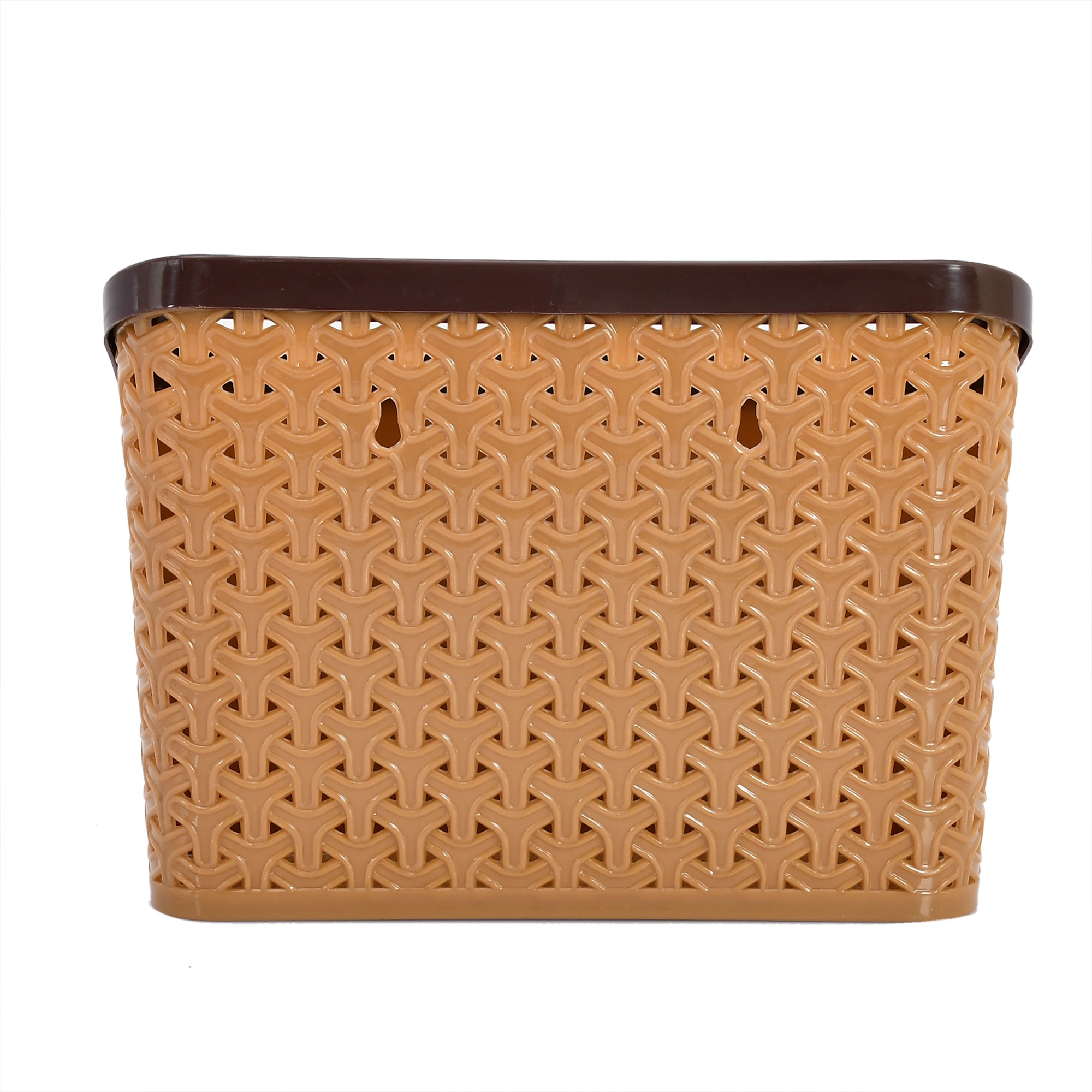 Kuber Industries Plastic Multi-Purpose Large Size Compact Desk Storage Organizer Stationary Box For Case Pen Pencil Holder, Plastic Cosmetics, Make Up Organizer Container(Brown & Beige)-KUBMART3258