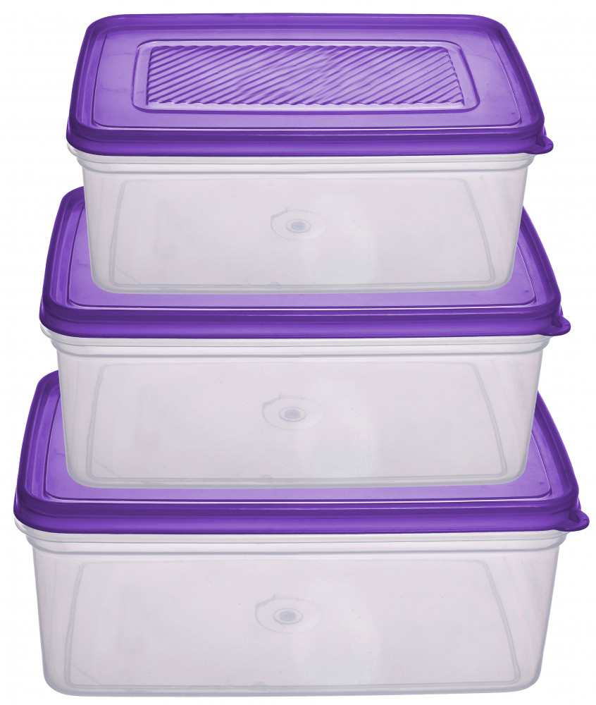 Kuber Industries Plastic Multipurpose MPC Jumbo,Big &amp; Small Transparent Air Tight Food Storage Kitchen Container (Set Of 3,Purple)-KUBMART566