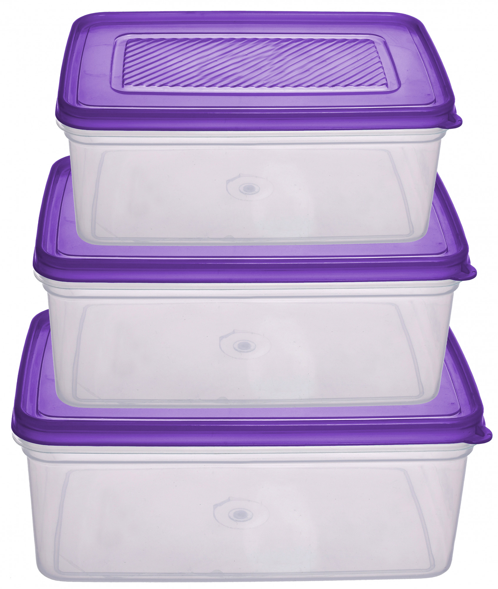 Kuber Industries Plastic Multipurpose MPC Jumbo,Big & Small Transparent Air Tight Food Storage Kitchen Container (Set Of 3,Purple)-KUBMART566