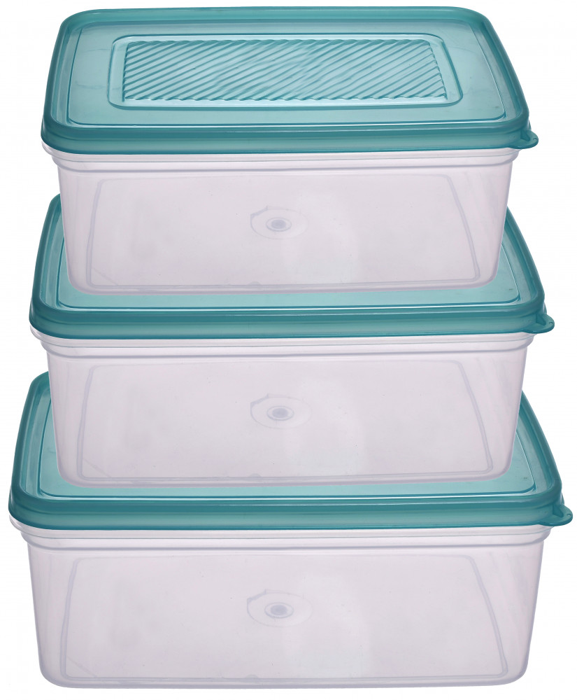 Kuber Industries Plastic Multipurpose MPC Jumbo,Big &amp; Small Transparent Air Tight Food Storage Kitchen Container (Set Of 3,Green)-KUBMART568