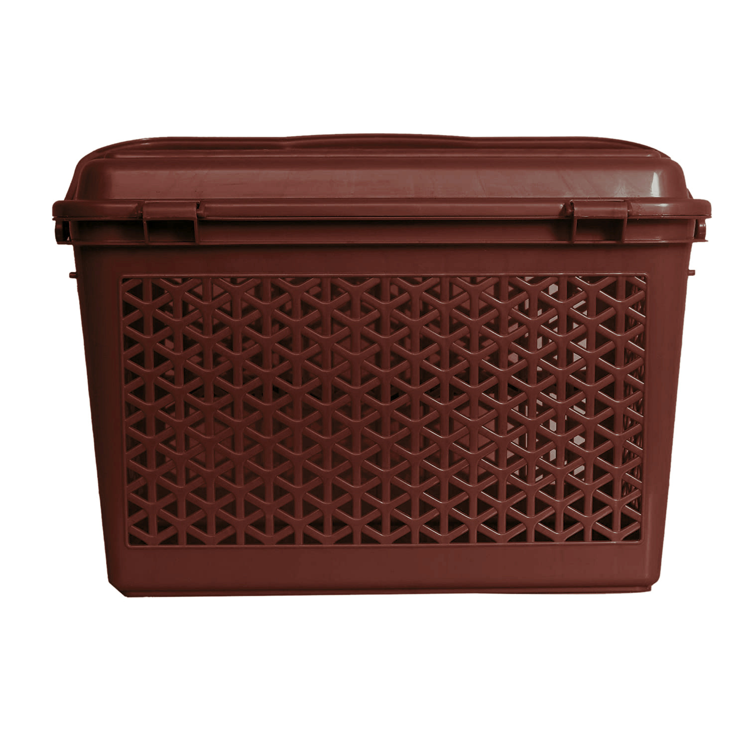 Kuber Industries Plastic Multipurpose Trendy Shopping Big Basket with Lid (Dark Brown)-HS_38_KUBMART21159