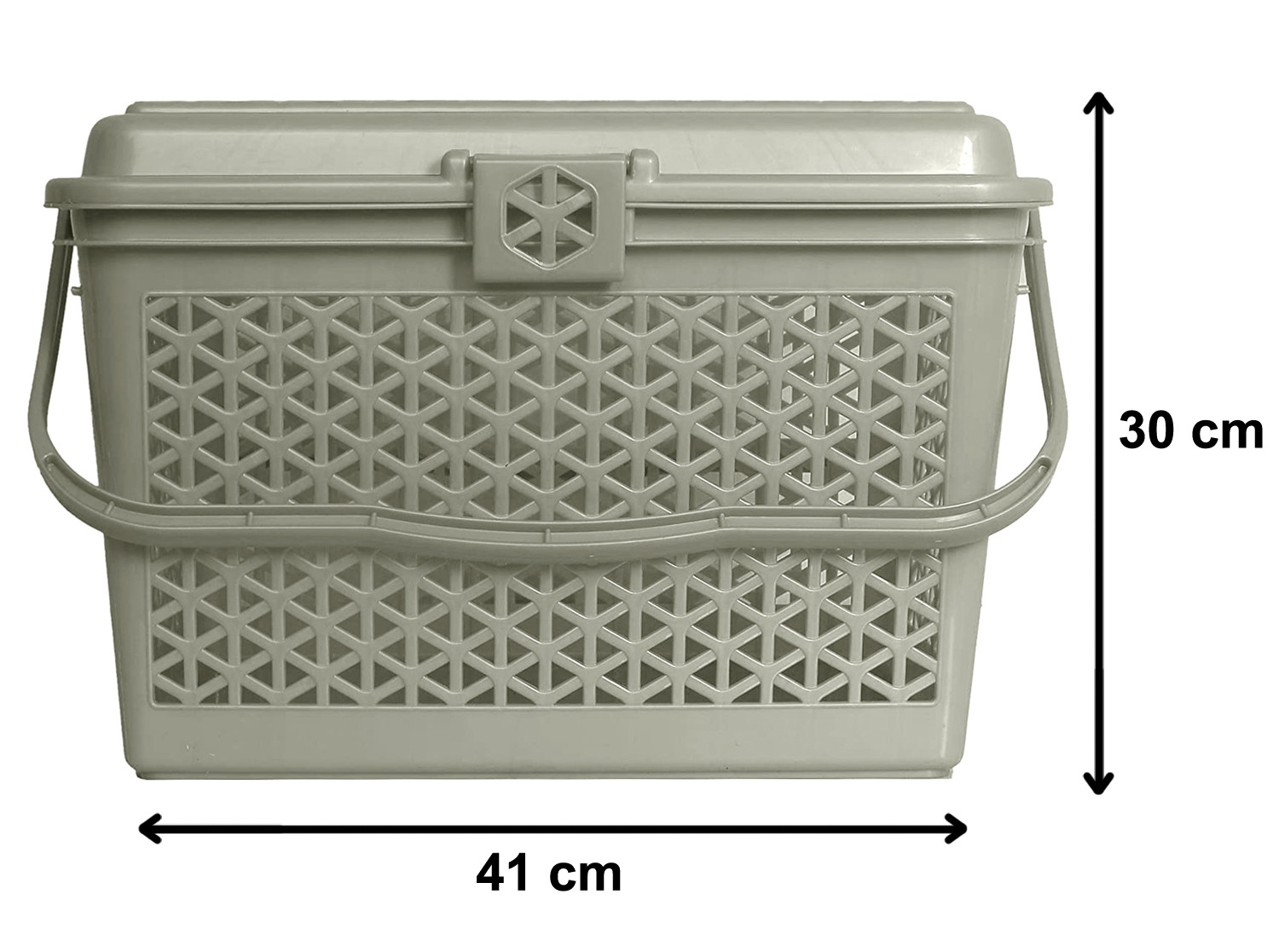 Kuber Industries Plastic Multipurpose Trendy Shopping Big Basket with Lid (Grey)-HS_38_KUBMART21161