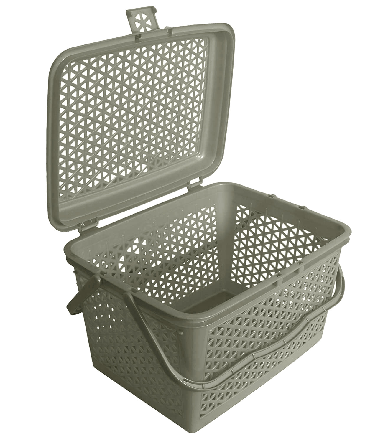Kuber Industries Plastic Multipurpose Trendy Shopping Big Basket with Lid (Grey)-HS_38_KUBMART21161