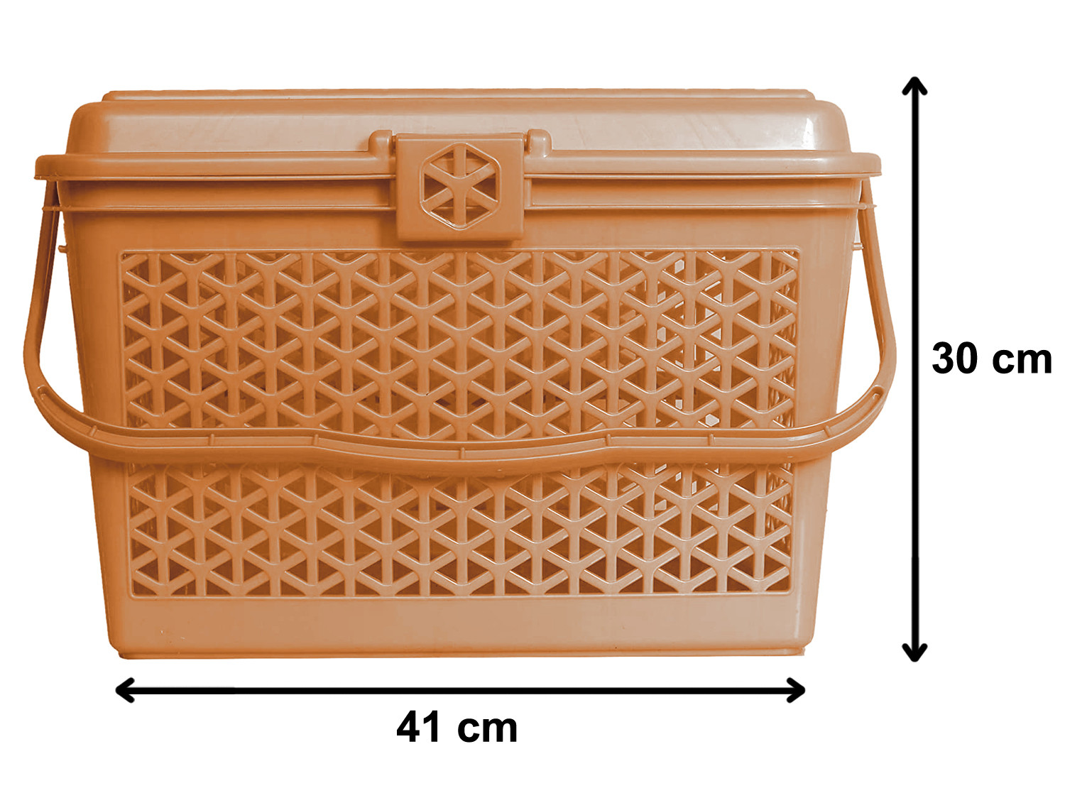 Kuber Industries Plastic Multipurpose Trendy Shopping Big Basket with Lid (Light Brown)-HS_38_KUBMART21157