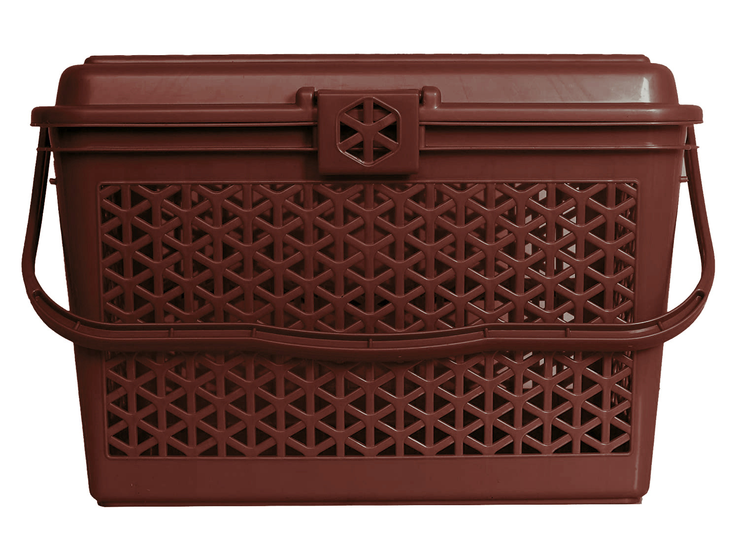Kuber Industries Plastic Multipurpose Trendy Shopping Small Basket with Lid (Dark Brown)-HS_38_KUBMART21153
