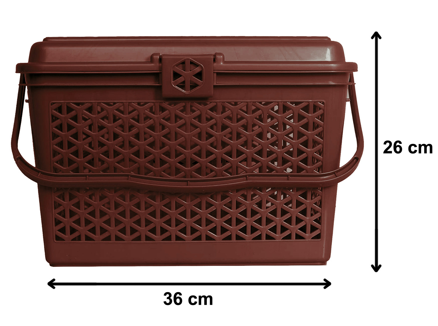 Kuber Industries Plastic Multipurpose Trendy Shopping Small Basket with Lid (Dark Brown)-HS_38_KUBMART21153