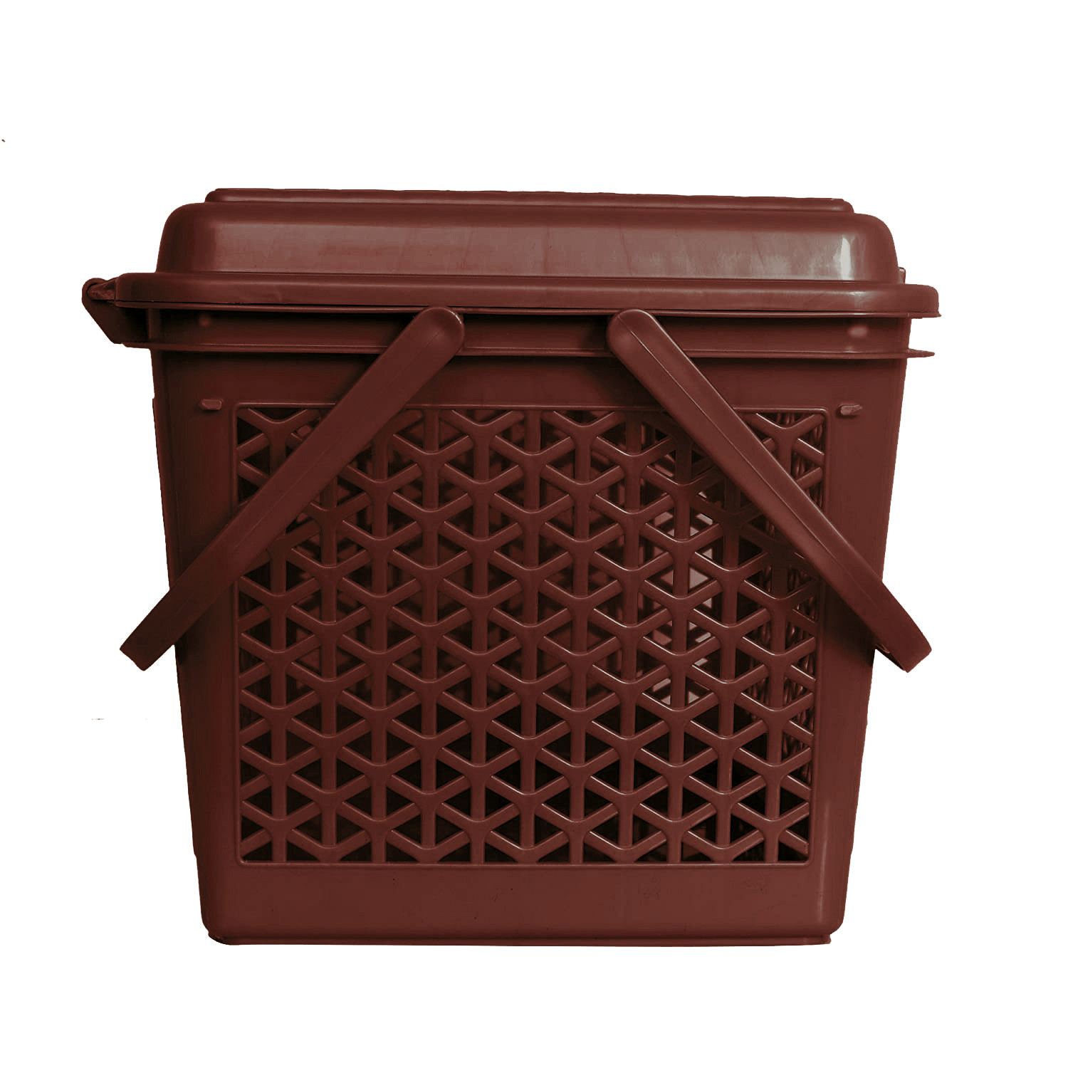 Kuber Industries Plastic Multipurpose Trendy Shopping Small Basket with Lid (Dark Brown)-HS_38_KUBMART21153