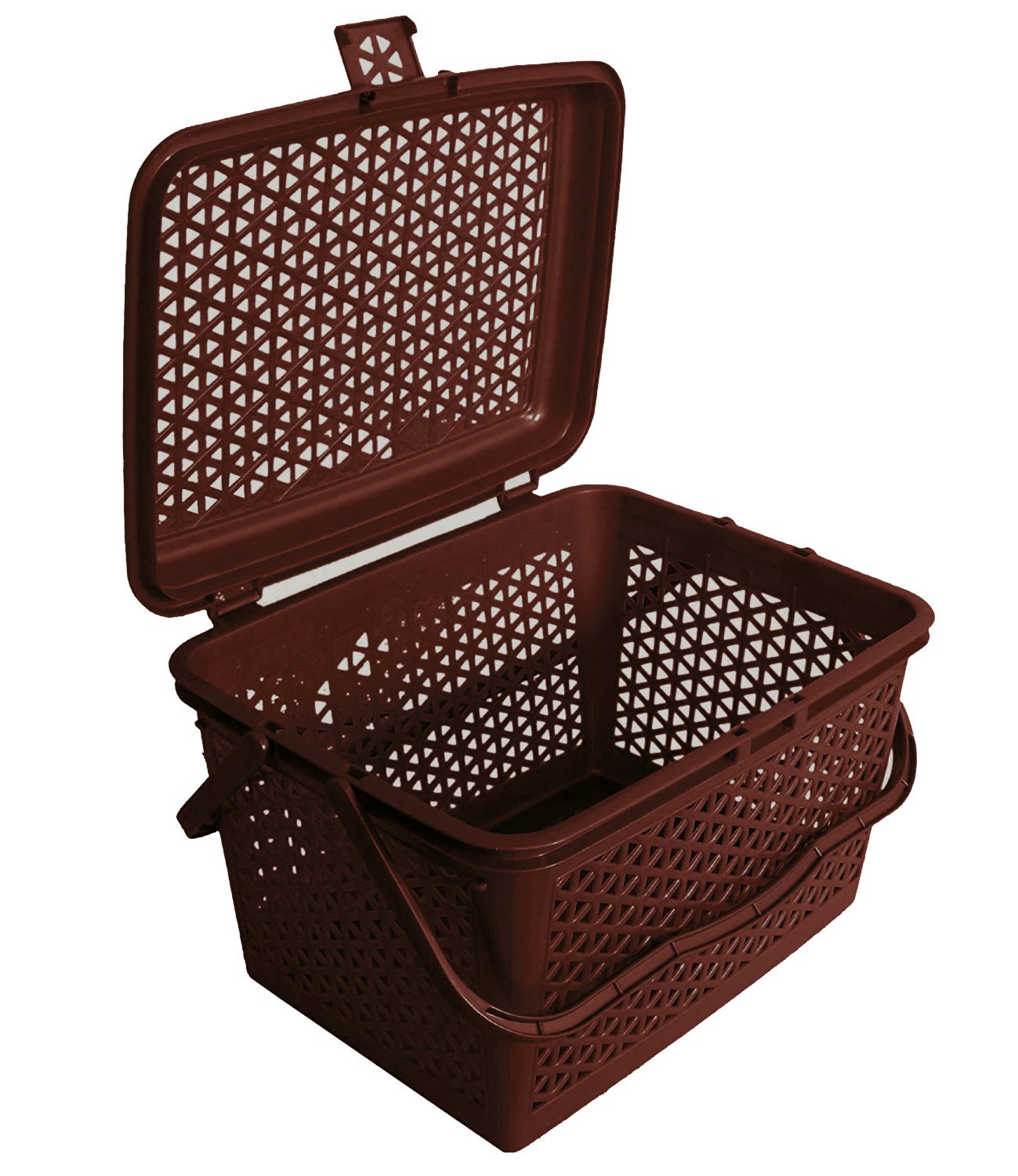 Kuber Industries Plastic Multipurpose Trendy Shopping Small Basket with Lid (Dark Brown)-HS_38_KUBMART21153