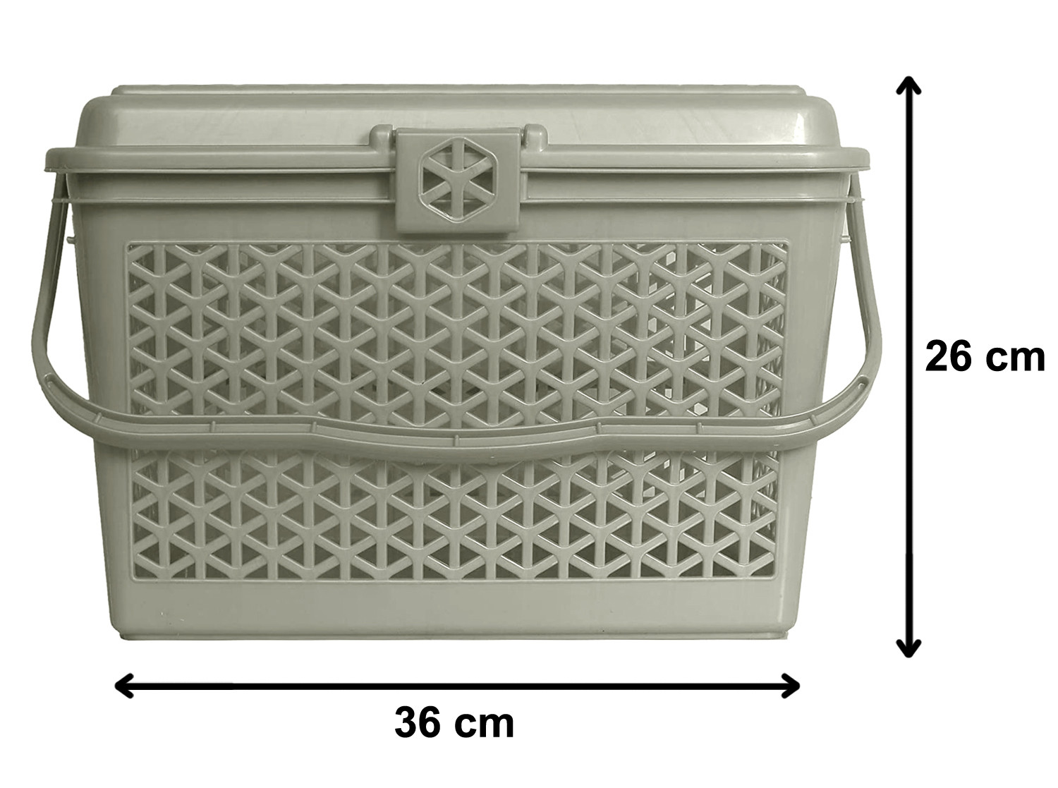 Kuber Industries Plastic Multipurpose Trendy Shopping Small Basket with Lid (Grey)-HS_38_KUBMART21155