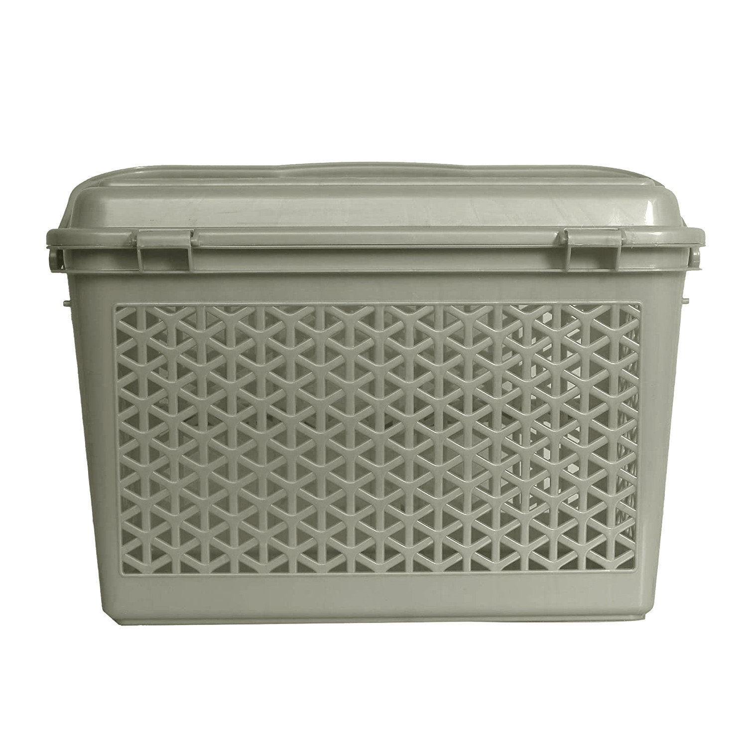 Kuber Industries Plastic Multipurpose Trendy Shopping Small Basket with Lid (Grey)-HS_38_KUBMART21155