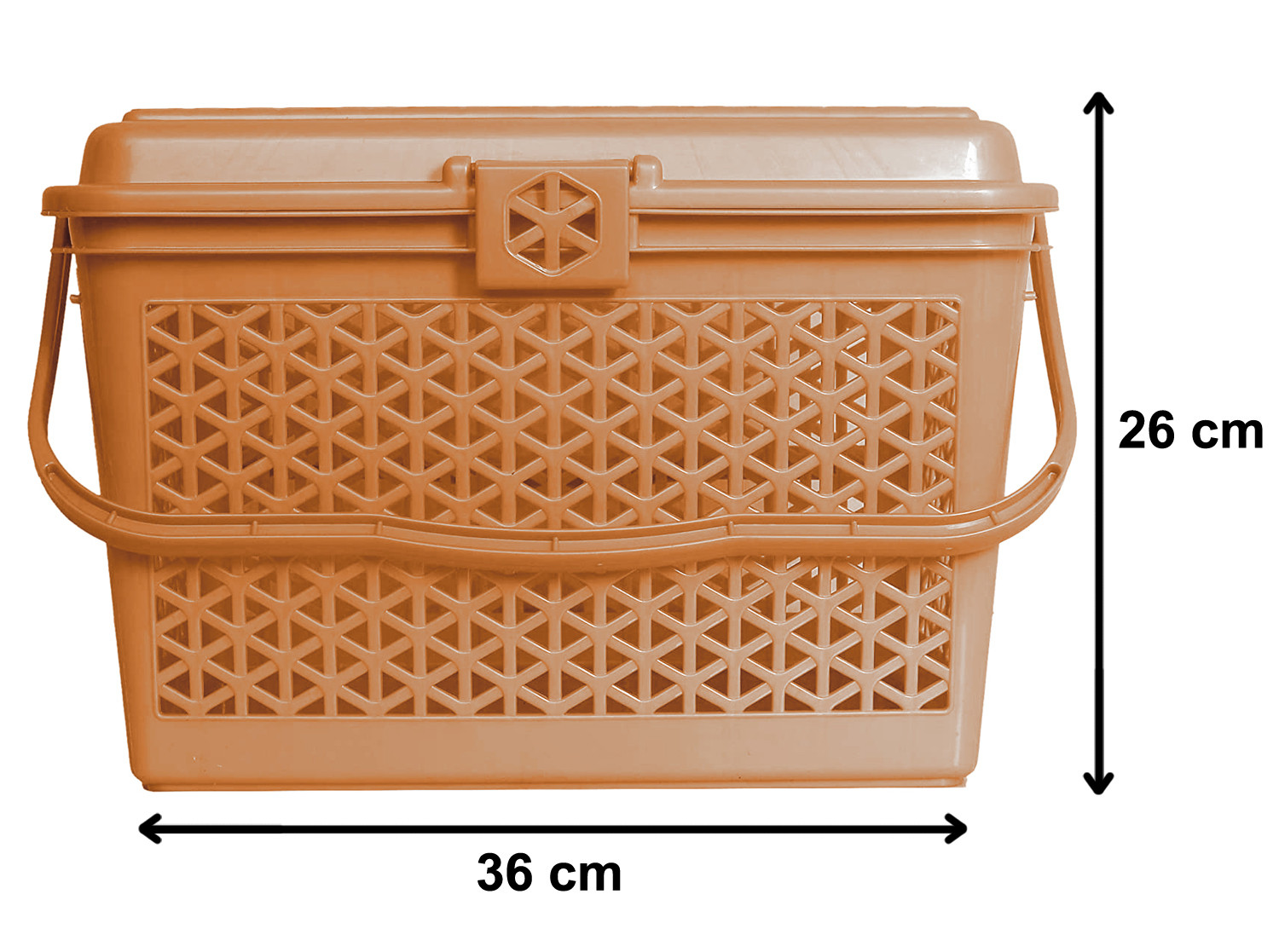 Kuber Industries Plastic Multipurpose Trendy Shopping Small Basket with Lid (Light Brown)-HS_38_KUBMART21151