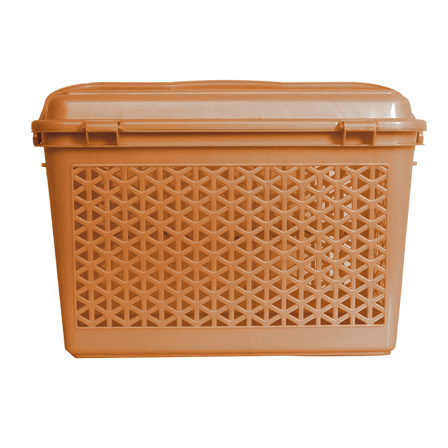 Kuber Industries Plastic Multipurpose Trendy Shopping Small Basket with Lid (Light Brown)-HS_38_KUBMART21151