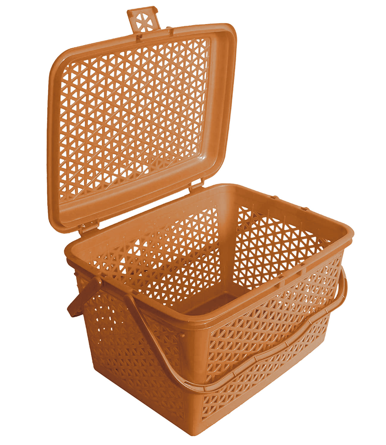 Kuber Industries Plastic Multipurpose Trendy Shopping Small Basket with Lid (Light Brown)-HS_38_KUBMART21151