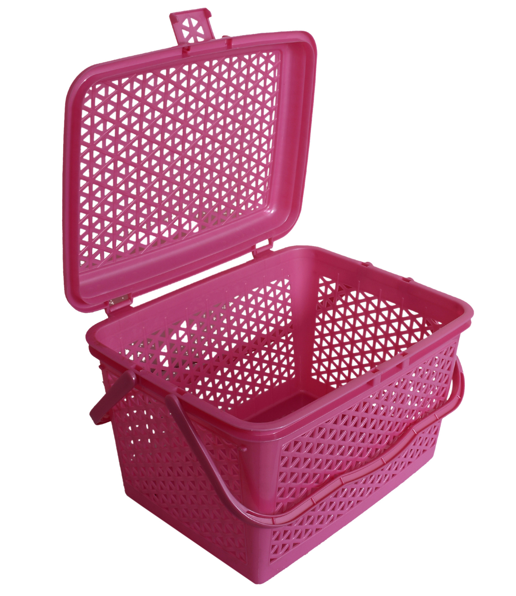 Kuber Industries Plastic Multipurpose Trendy Shopping Small Basket with Lid (Pink)