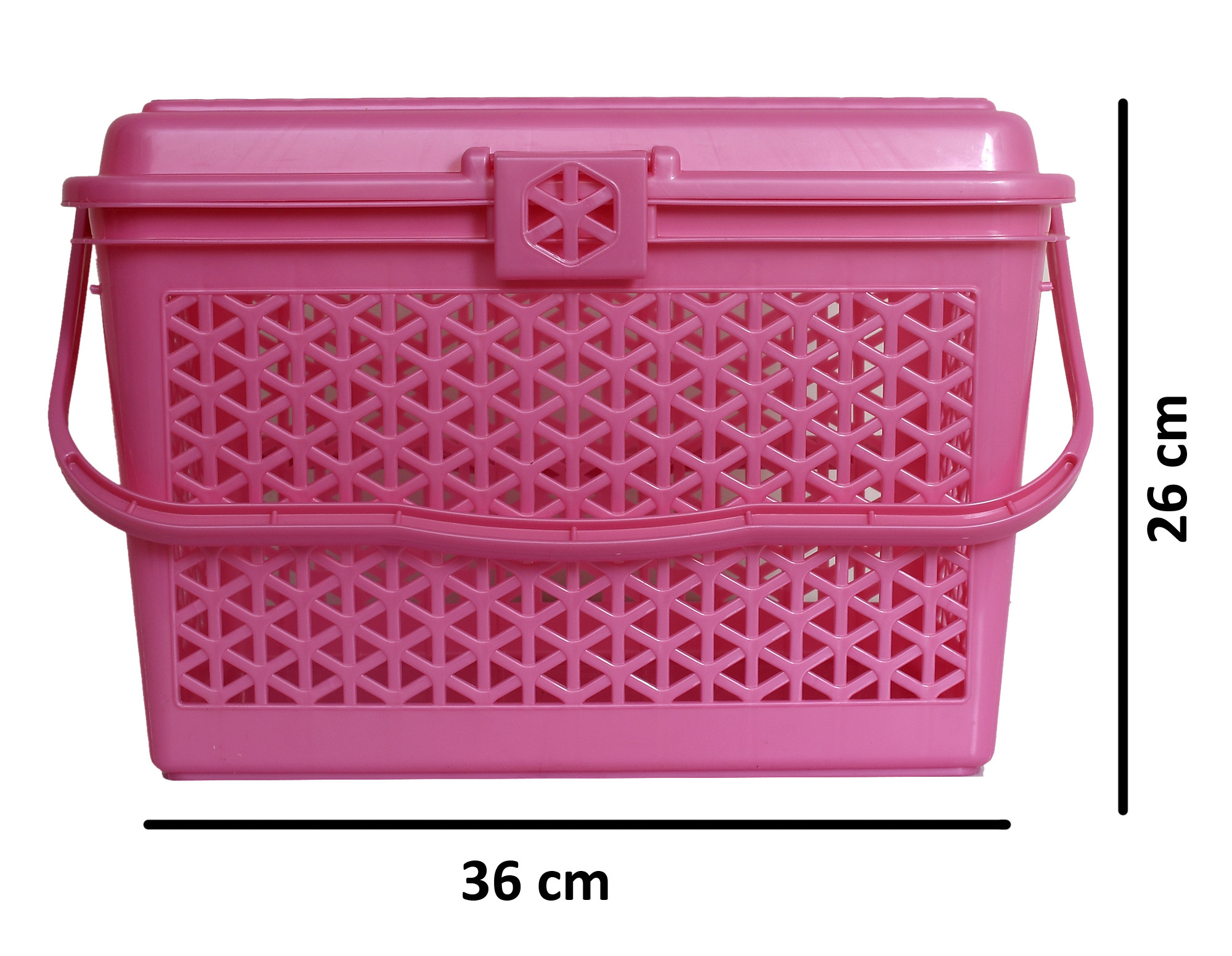 Kuber Industries Plastic Multipurpose Trendy Shopping Small Basket with Lid (Pink)