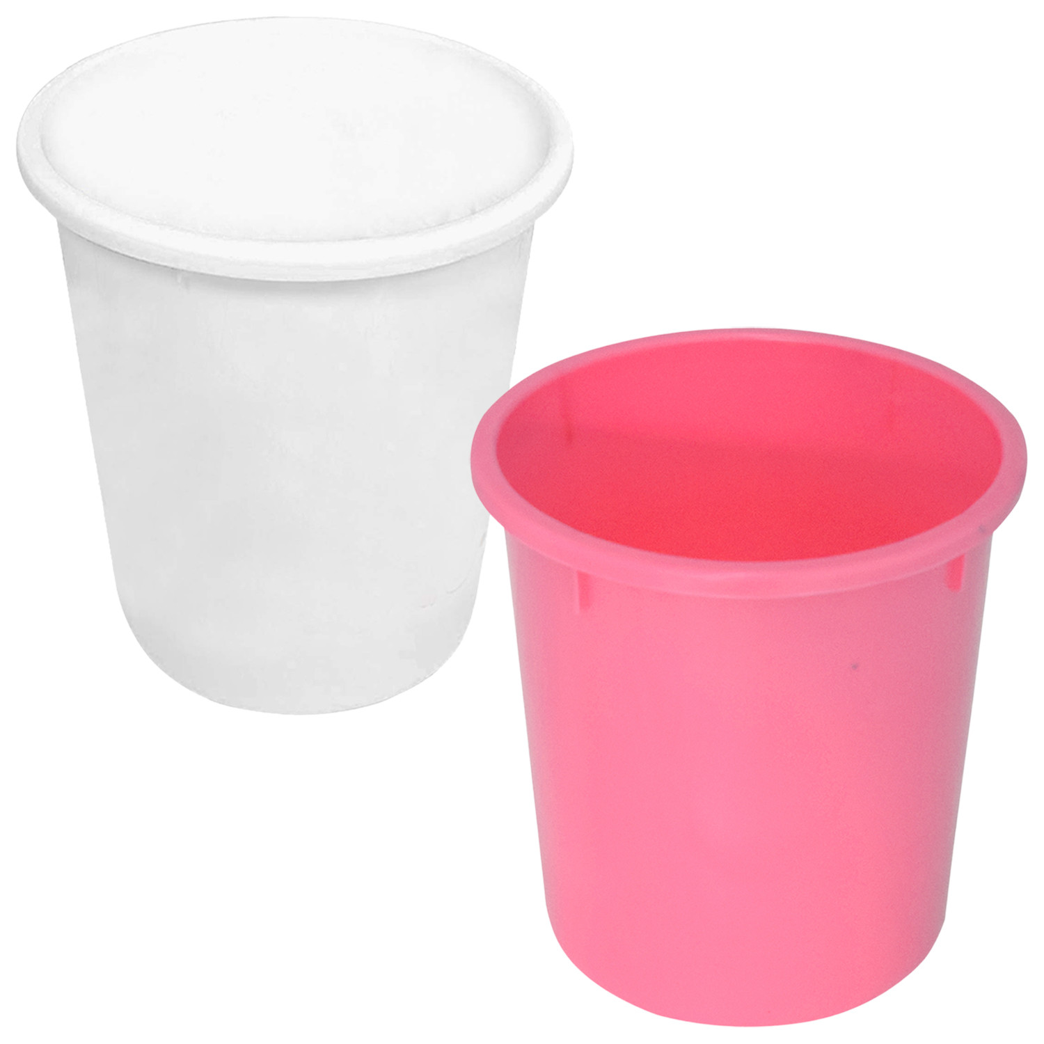 Kuber Industries Plastic Open Dustbin, Garbage Bin For Home, Kitchen, Office, 5Ltr.- (Pink & White)-47KM01073