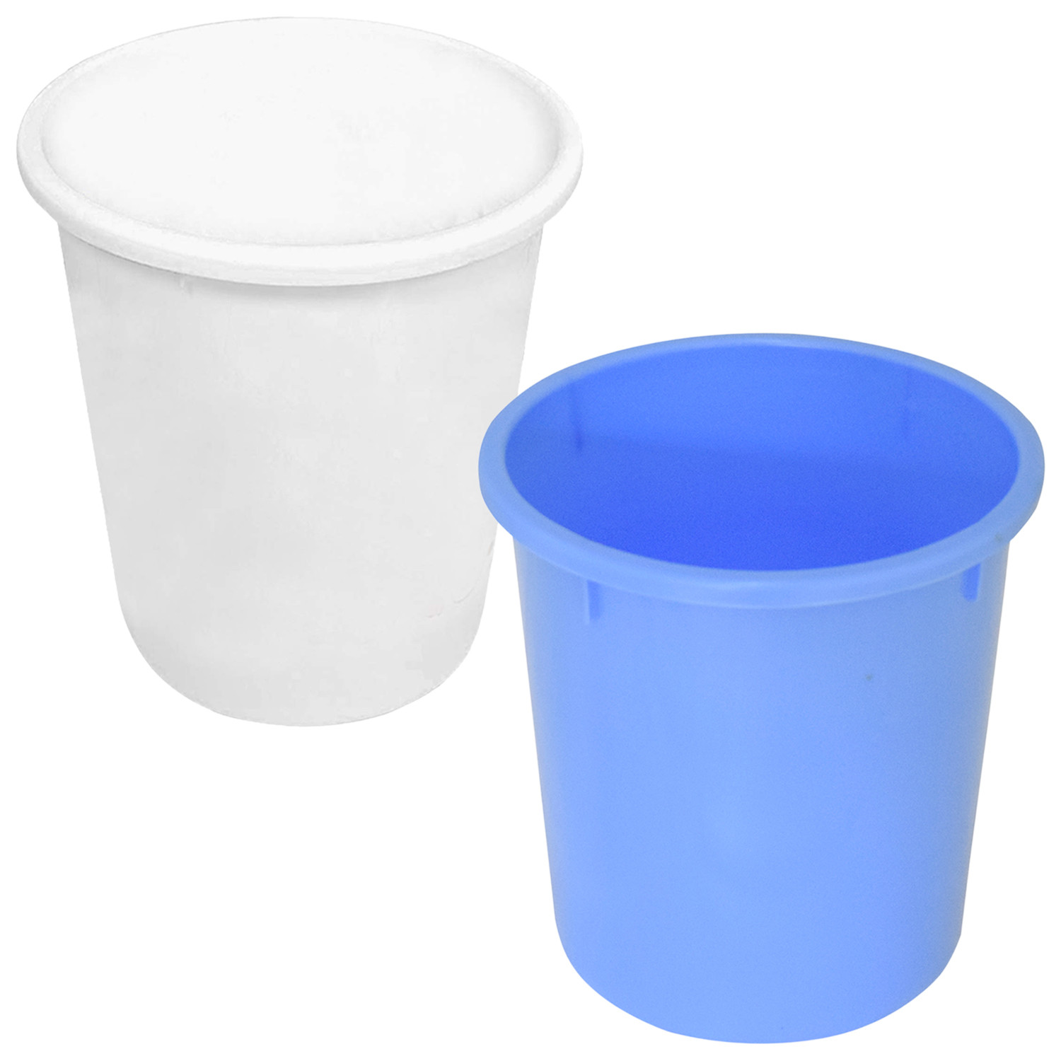 Kuber Industries Plastic Open Dustbin, Garbage Bin For Home, Kitchen, Office, 5Ltr.- (White & Blue)-47KM01081