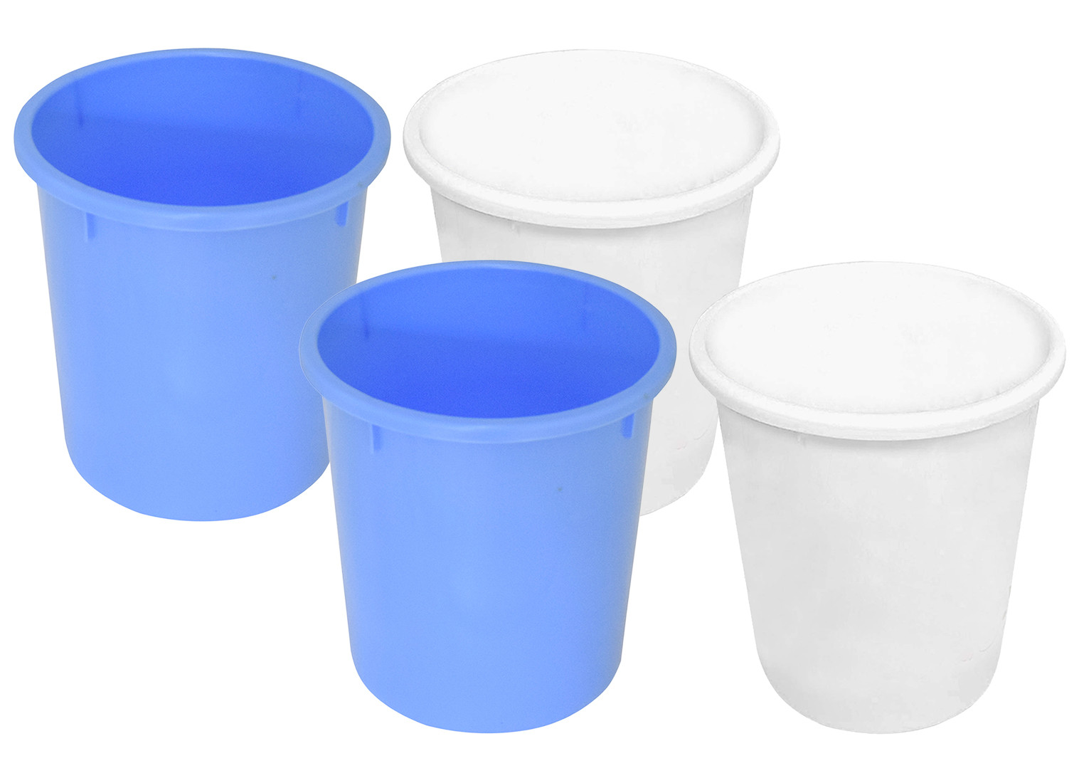 Kuber Industries Plastic Open Dustbin, Garbage Bin For Home, Kitchen, Office, 5Ltr.- (White & Blue)-47KM01081