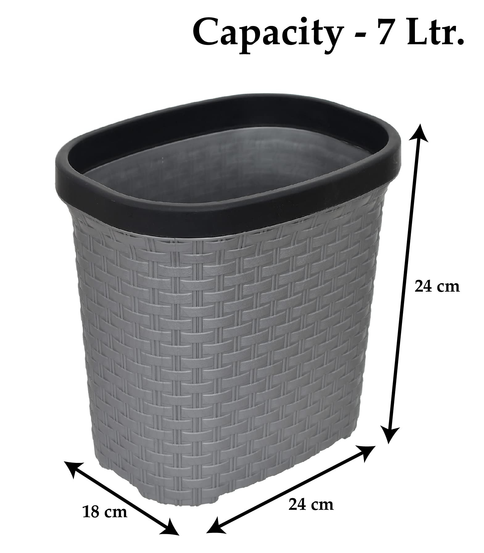 Kuber Industries Plastic Open Dustbin Garbage Bin Trash Can Waste Bin  7 Litre Grey-47KM0711
