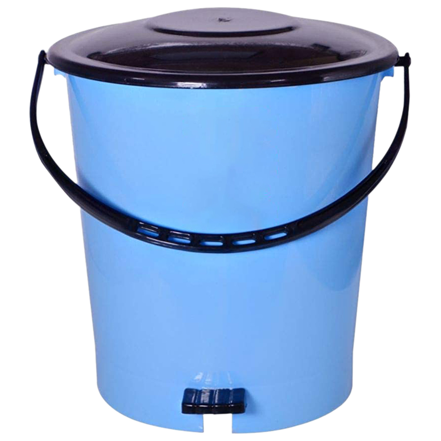 Kuber Industries Plastic Pedal Dustbin/Wastebin With Handle, 10 Liter (Blue & Black)-47KM0989