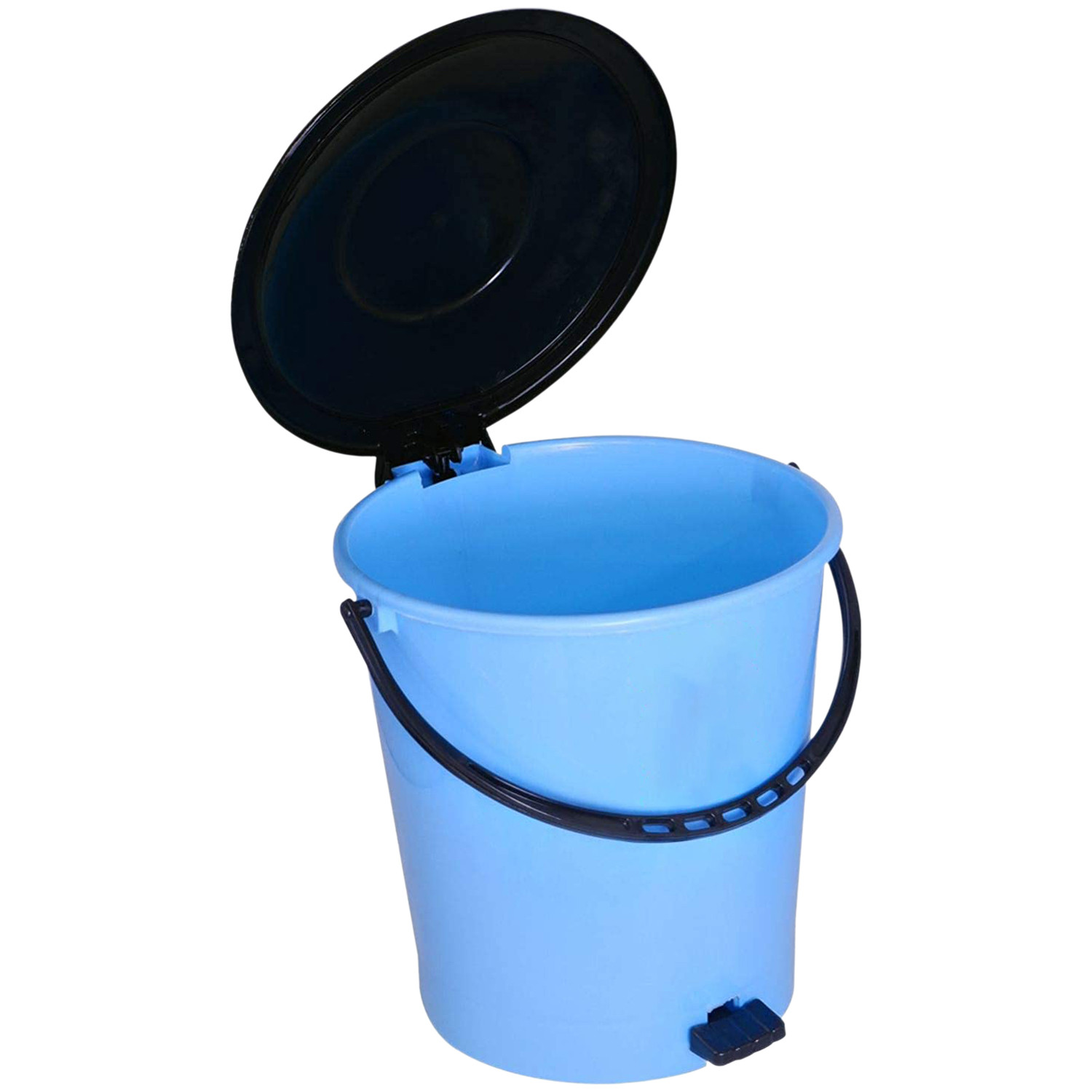 Kuber Industries Plastic Pedal Dustbin/Wastebin With Handle, 10 Liter (Blue & Black)-47KM0989