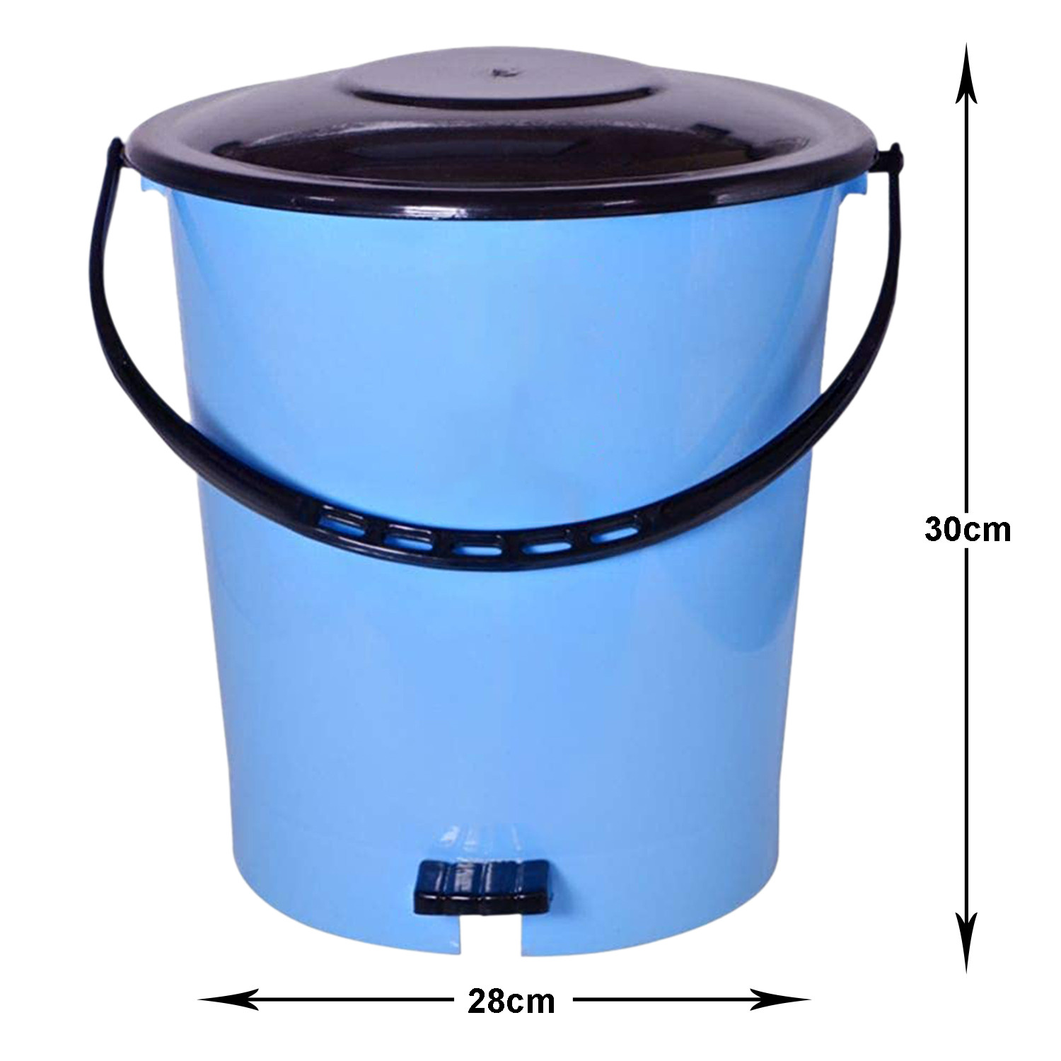 Kuber Industries Plastic Pedal Dustbin/Wastebin With Handle, 10 Liter (Blue & Black)-47KM0989