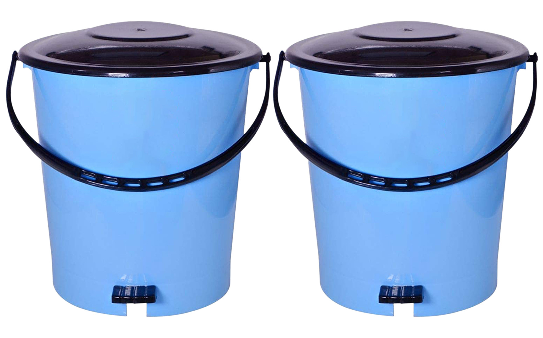 Kuber Industries Plastic Pedal Dustbin/Wastebin With Handle, 10 Liter (Blue & Black)-47KM0989