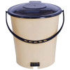 Kuber Industries Plastic Pedal Dustbin/Wastebin With Handle, 10 Liter (Cream &amp; Brown)-47KM0993