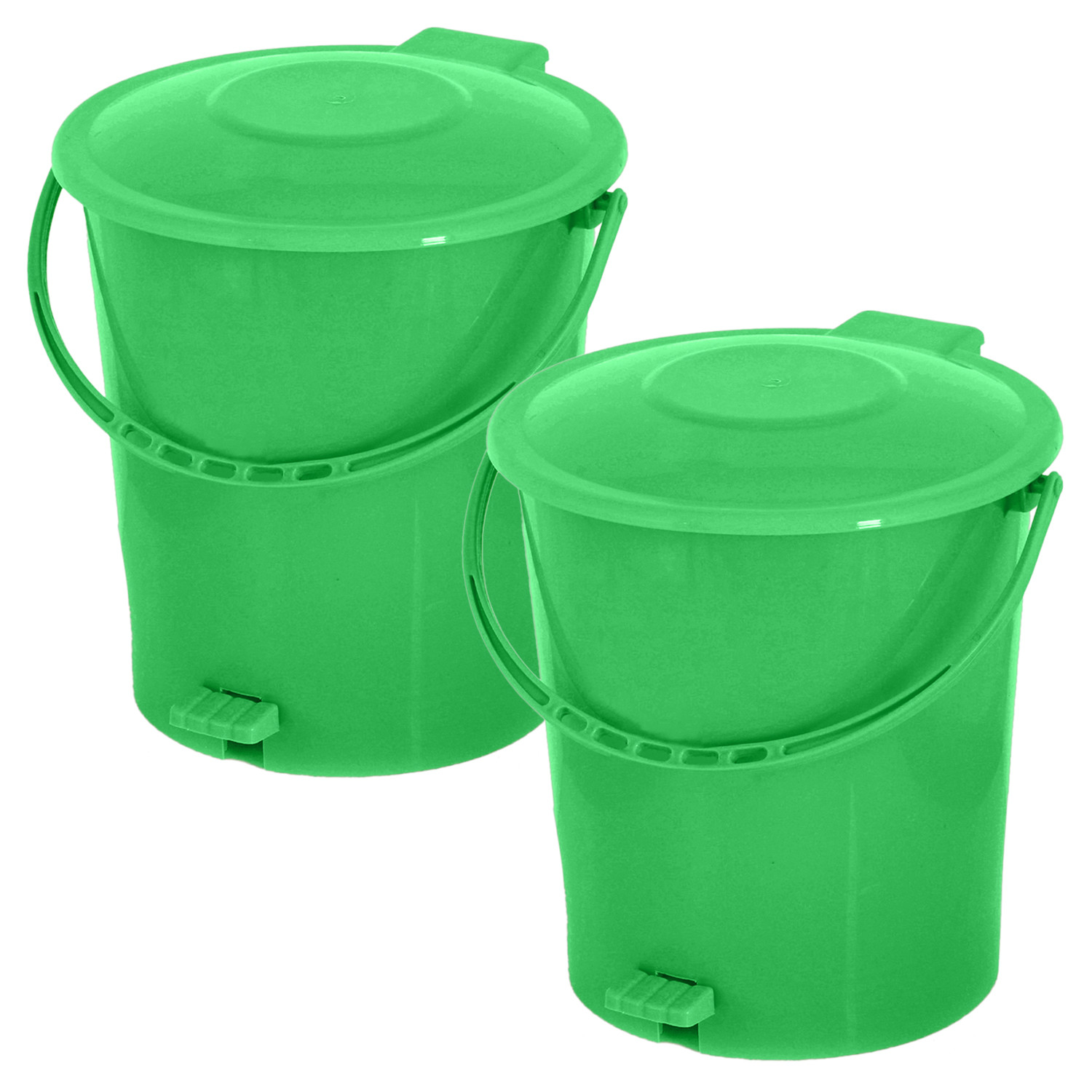 Kuber Industries Plastic Pedal Dustbin/Wastebin With Handle, 10 Liter (Green)-47KM0911
