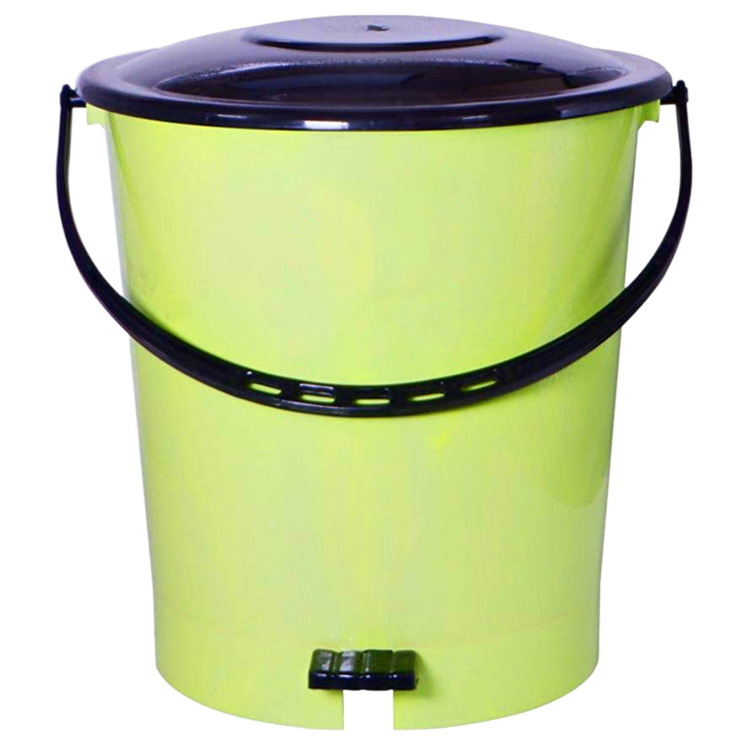 Kuber Industries Plastic Pedal Dustbin/Wastebin With Handle, 10 Liter (Green & Black)-47KM0981