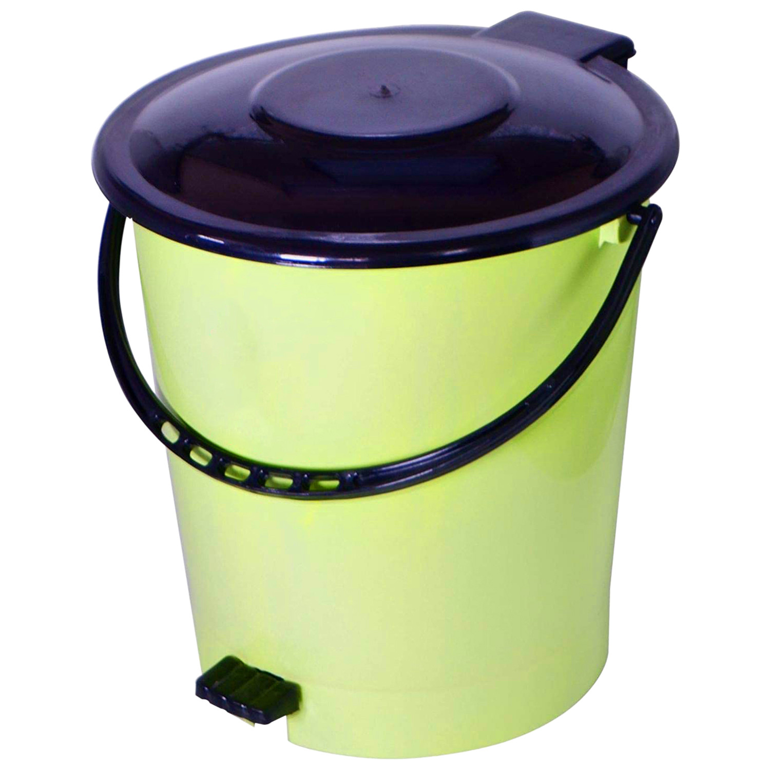 Kuber Industries Plastic Pedal Dustbin/Wastebin With Handle, 10 Liter (Green & Black)-47KM0981