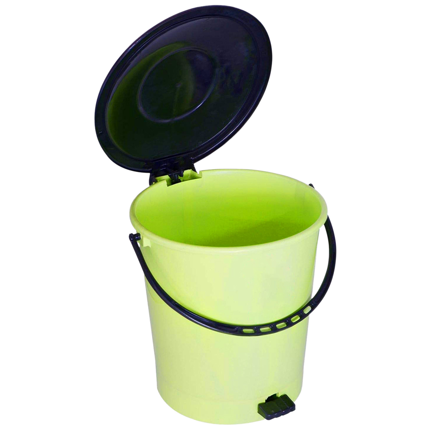 Kuber Industries Plastic Pedal Dustbin/Wastebin With Handle, 10 Liter (Green & Black)-47KM0981