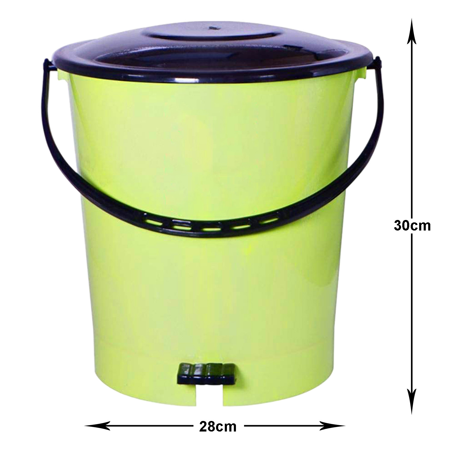Kuber Industries Plastic Pedal Dustbin/Wastebin With Handle, 10 Liter (Green & Black)-47KM0981