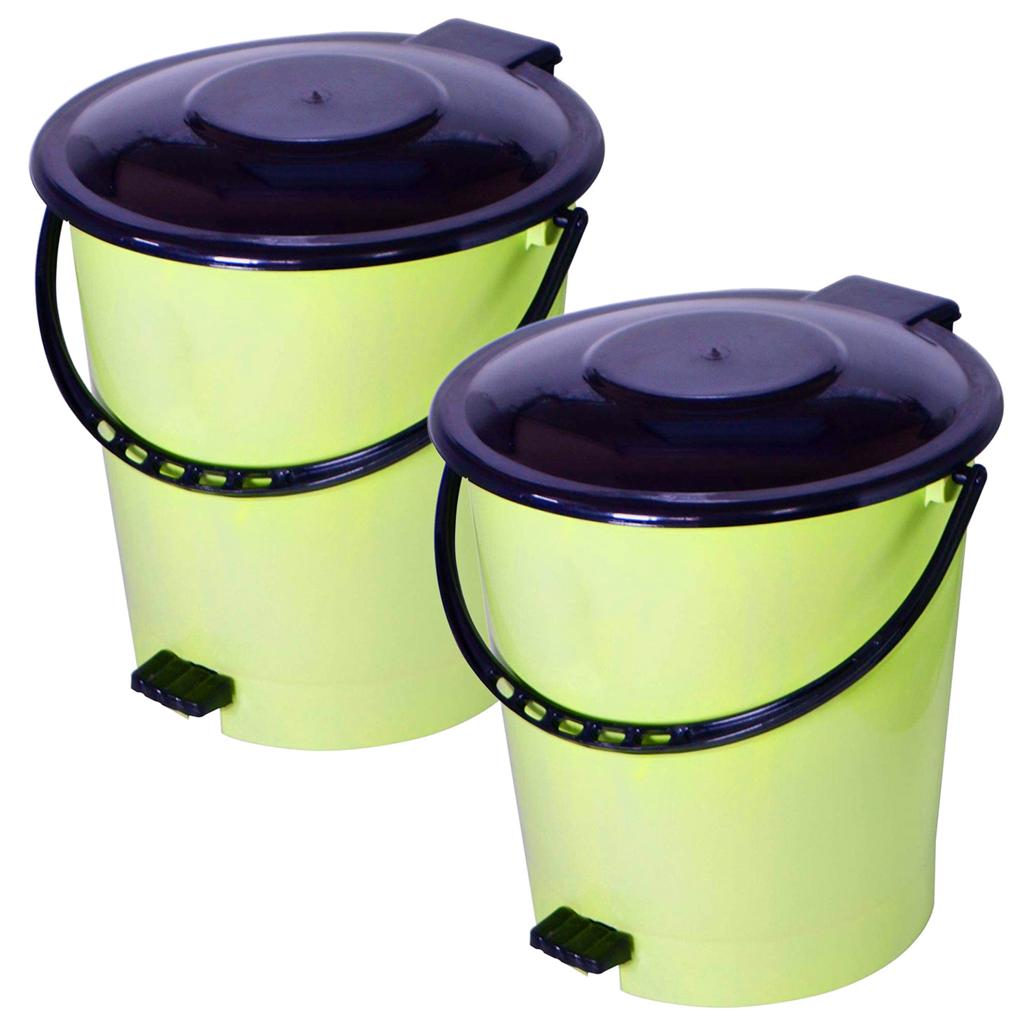 Kuber Industries Plastic Pedal Dustbin/Wastebin With Handle, 10 Liter (Green & Black)-47KM0981