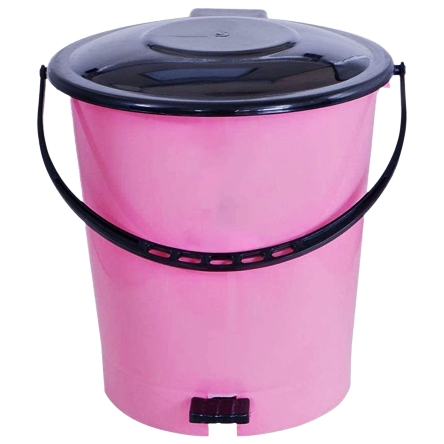 Kuber Industries Plastic Pedal Dustbin/Wastebin With Handle, 10 Liter (Pink & Black)-47KM0985