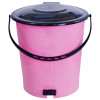 Kuber Industries Plastic Pedal Dustbin/Wastebin With Handle, 10 Liter (Pink &amp; Black)-47KM0985