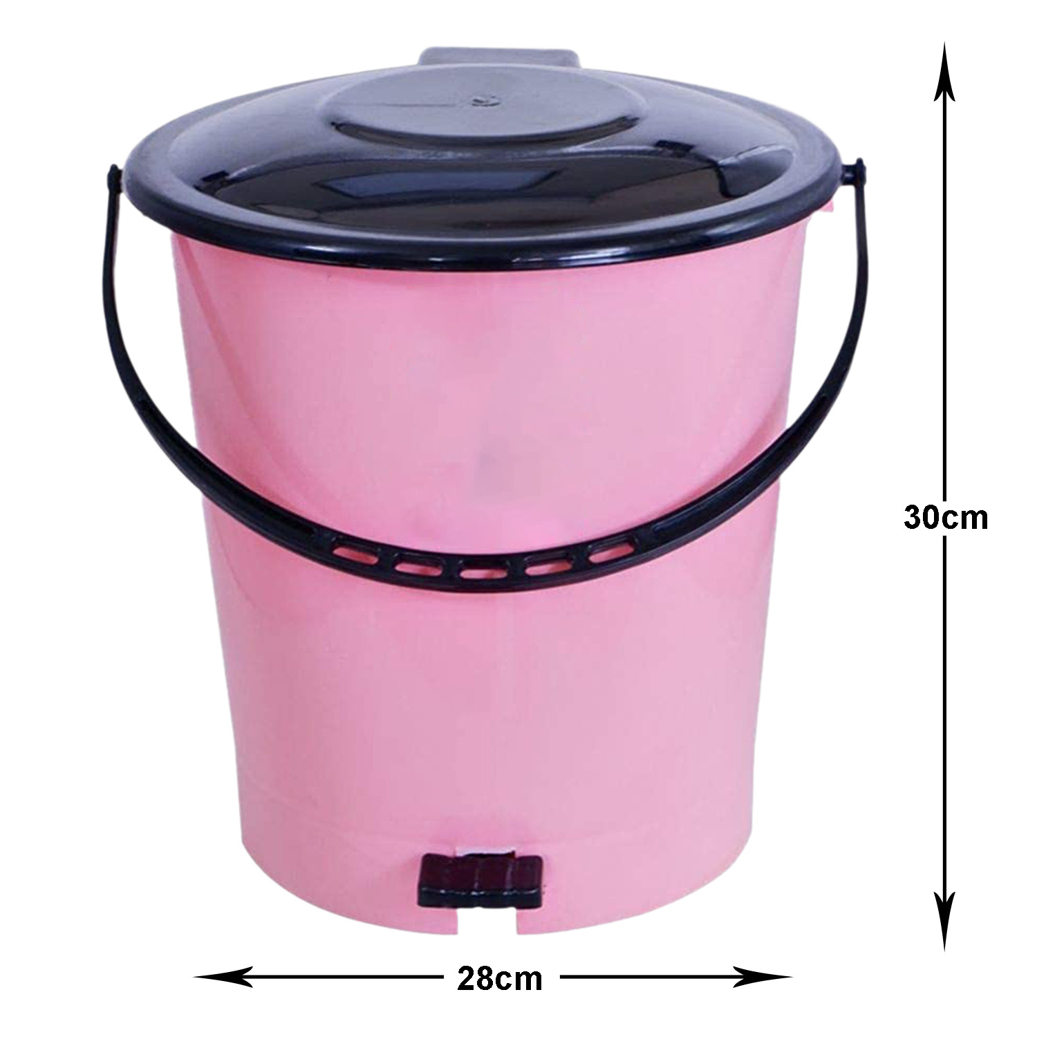 Kuber Industries Plastic Pedal Dustbin/Wastebin With Handle, 10 Liter (Pink & Black)-47KM0985