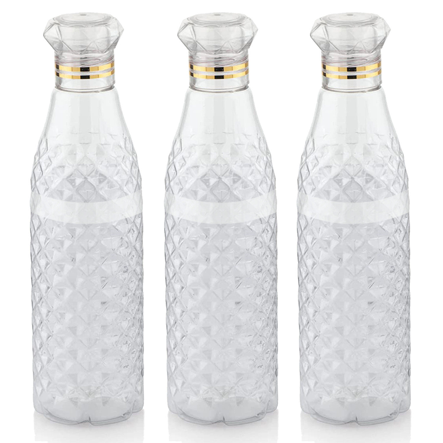Kuber Industries Plastic Ragular Crystal Design Water Bottle For Home & Traveling, 1Ltr.(Transparent) 54KM4305