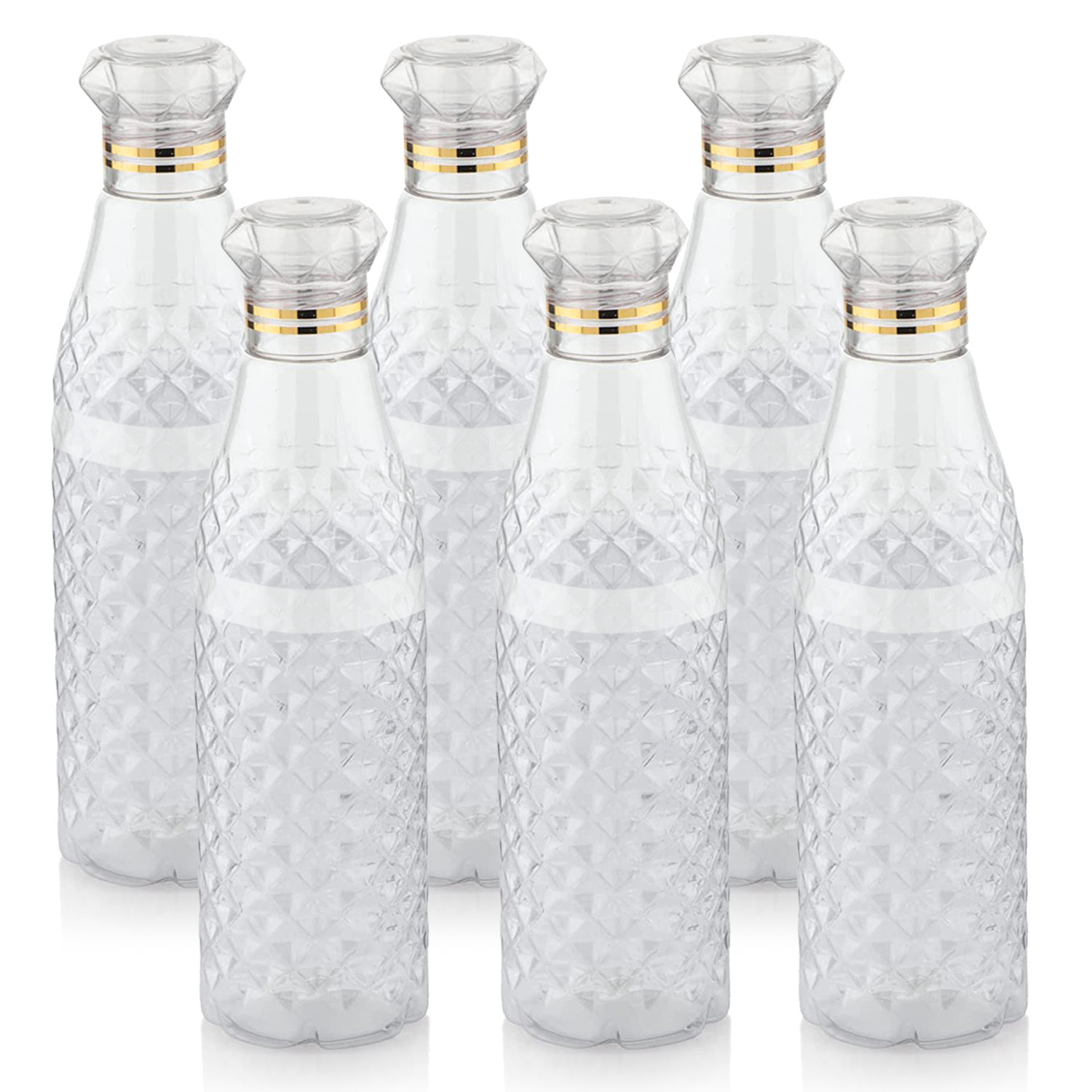 Kuber Industries Plastic Ragular Crystal Design Water Bottle For Home & Traveling, 1Ltr.(Transparent) 54KM4305