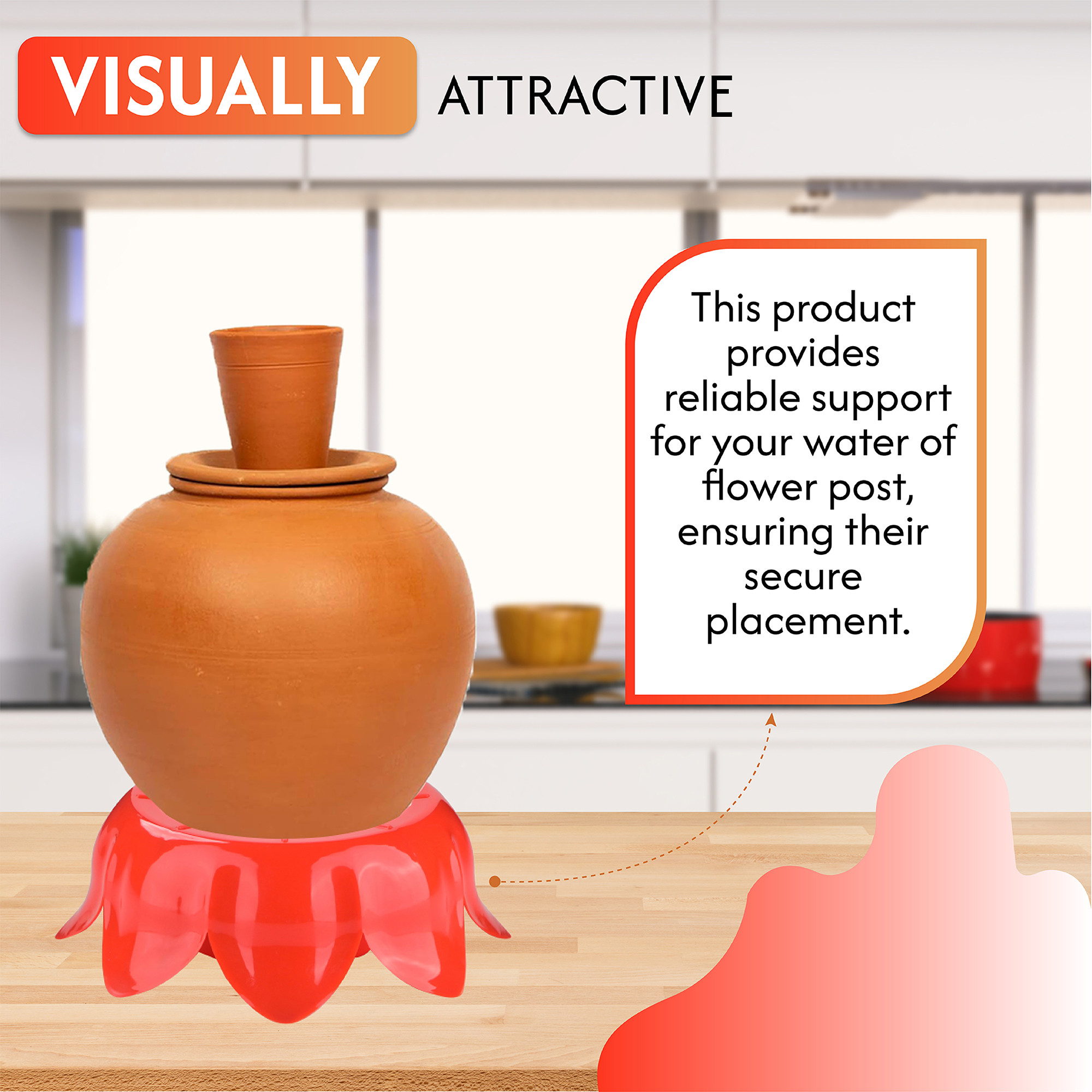 Kuber Industries Plastic Royal Matka Stand for Water Pot  Water Pot Stand for Kitchen  Outdoor Pot for Plants  Flower Pot for Garden  Balcony  Dog Feeding Bowl for Pets  Red