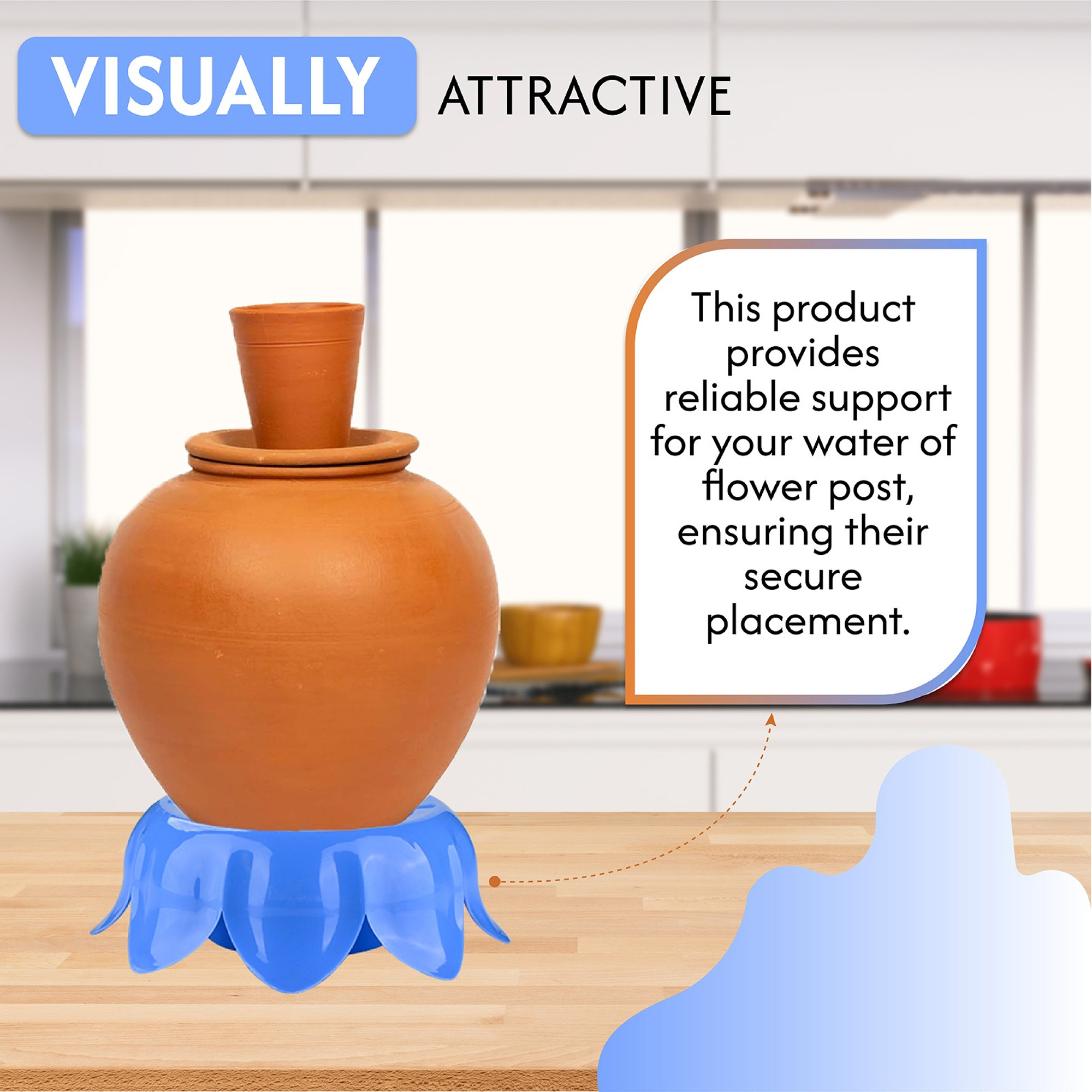 Kuber Industries Plastic Royal Matka Stand for Water Pot  Water Pot Stand for Kitchen  Outdoor Pot for Plants  Flower Pot for Garden  Balcony  Dog Feeding Bowl for Pets  Blue