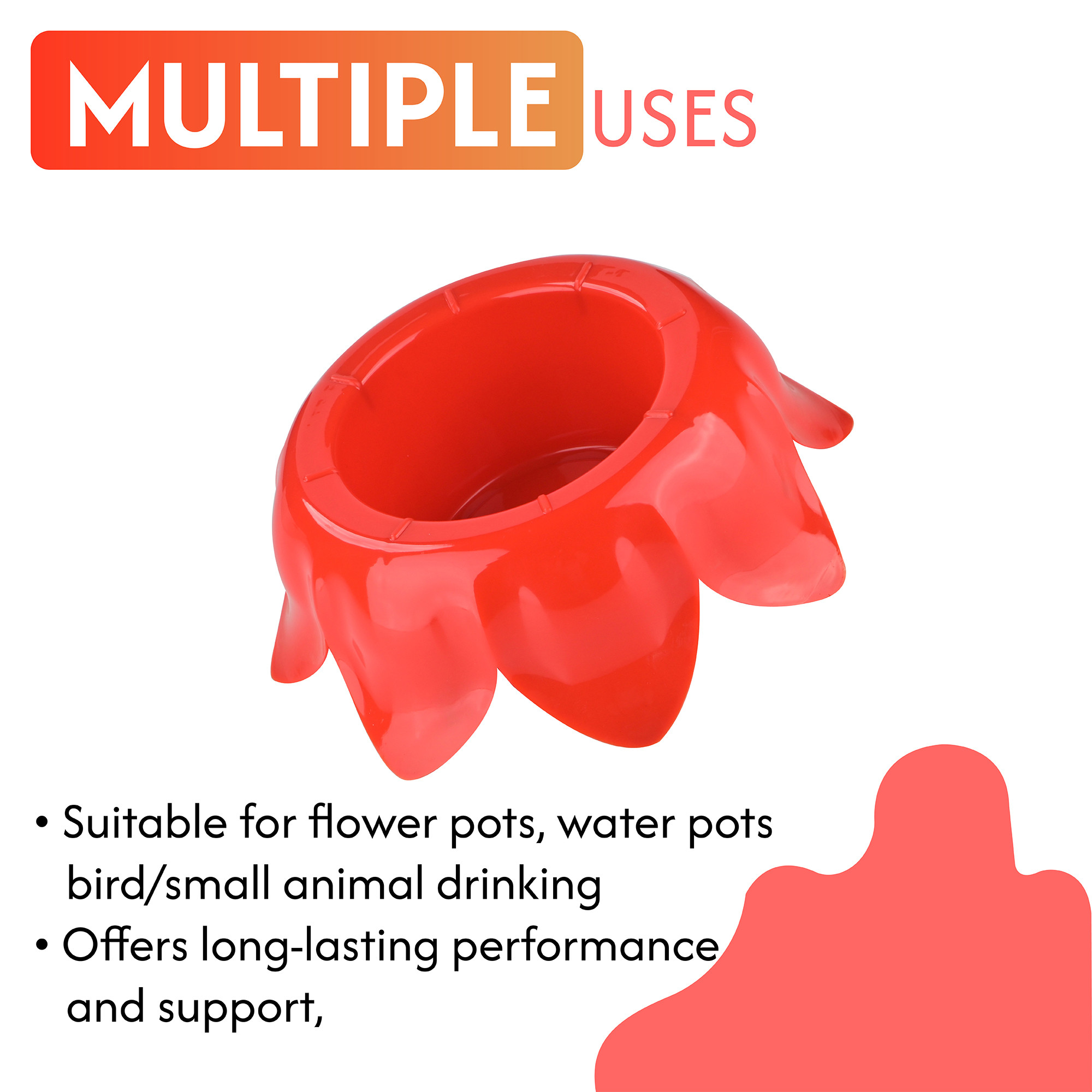 Kuber Industries Plastic Royal Matka Stand for Water Pot  Water Pot Stand for Kitchen  Outdoor Pot for Plants  Flower Pot for Garden  Balcony  Dog Feeding Bowl for Pets  Red