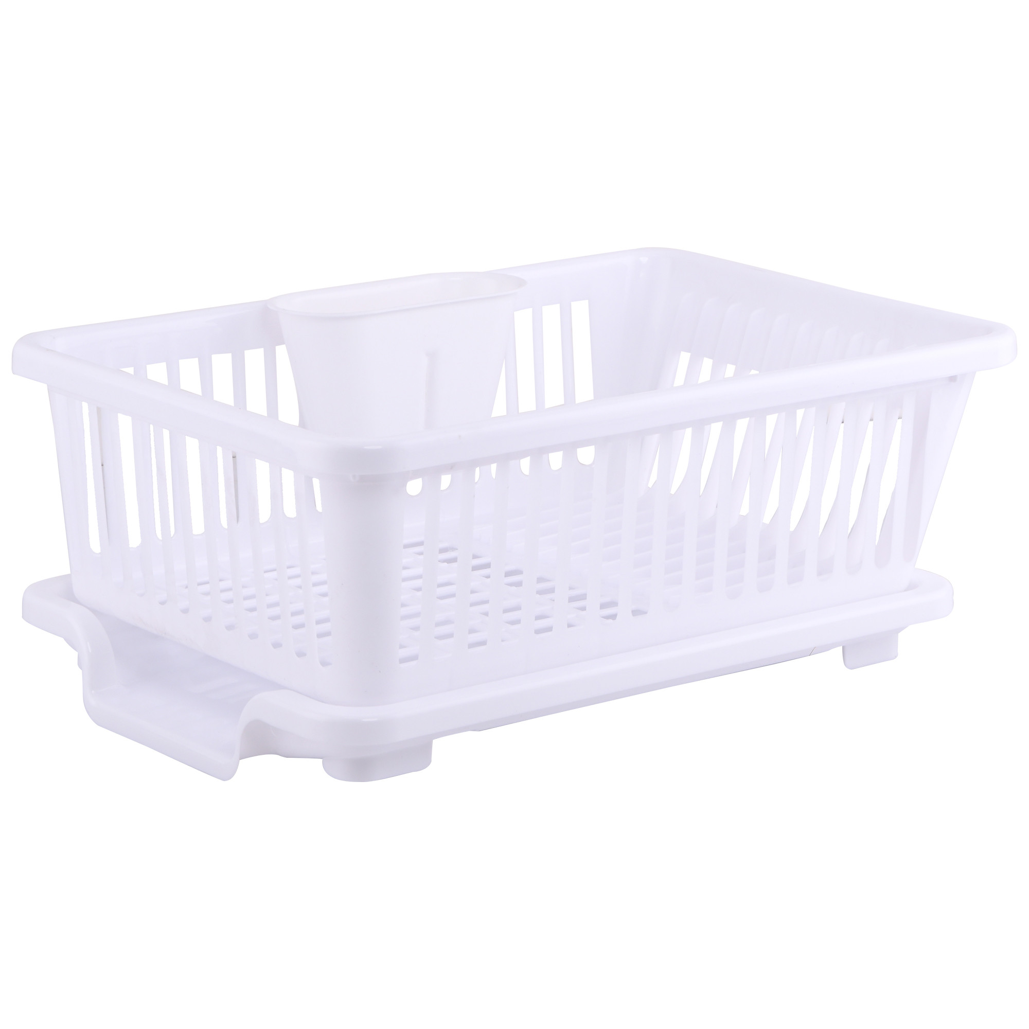 Kuber Industries Plastic Sink Dish Drainer Rack  3 in 1 Large Durable Drainer Drying Rack Washing Basket with Tray  Home  Kitchen Dish Rack Organizers Utensils Tools Cutlery - White