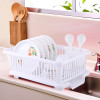 Plastic Sink Dish Drainer Rack | 3 in 1 Large Durable Drainer Drying Rack Washing Basket with Tray | Home &amp; Kitchen Dish Rack Organizers, Utensils Tools Cutlery - White
