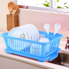 Plastic Sink Dish Drainer Rack | 3 in 1 Large Durable Drainer Drying Rack Washing Basket with Tray | Home &amp; Kitchen Dish Rack Organizers, Utensils Tools Cutlery - Blue