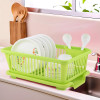Plastic Sink Dish Drainer Rack | 3 in 1 Large Durable Drainer Drying Rack Washing Basket with Tray | Home & Kitchen Dish Rack Organizers, Utensils Tools Cutlery - Green