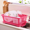 Plastic Sink Dish Drainer Rack | 3 in 1 Large Durable Drainer Drying Rack Washing Basket with Tray | Home &amp; Kitchen Dish Rack Organizers, Utensils Tools Cutlery - Pink