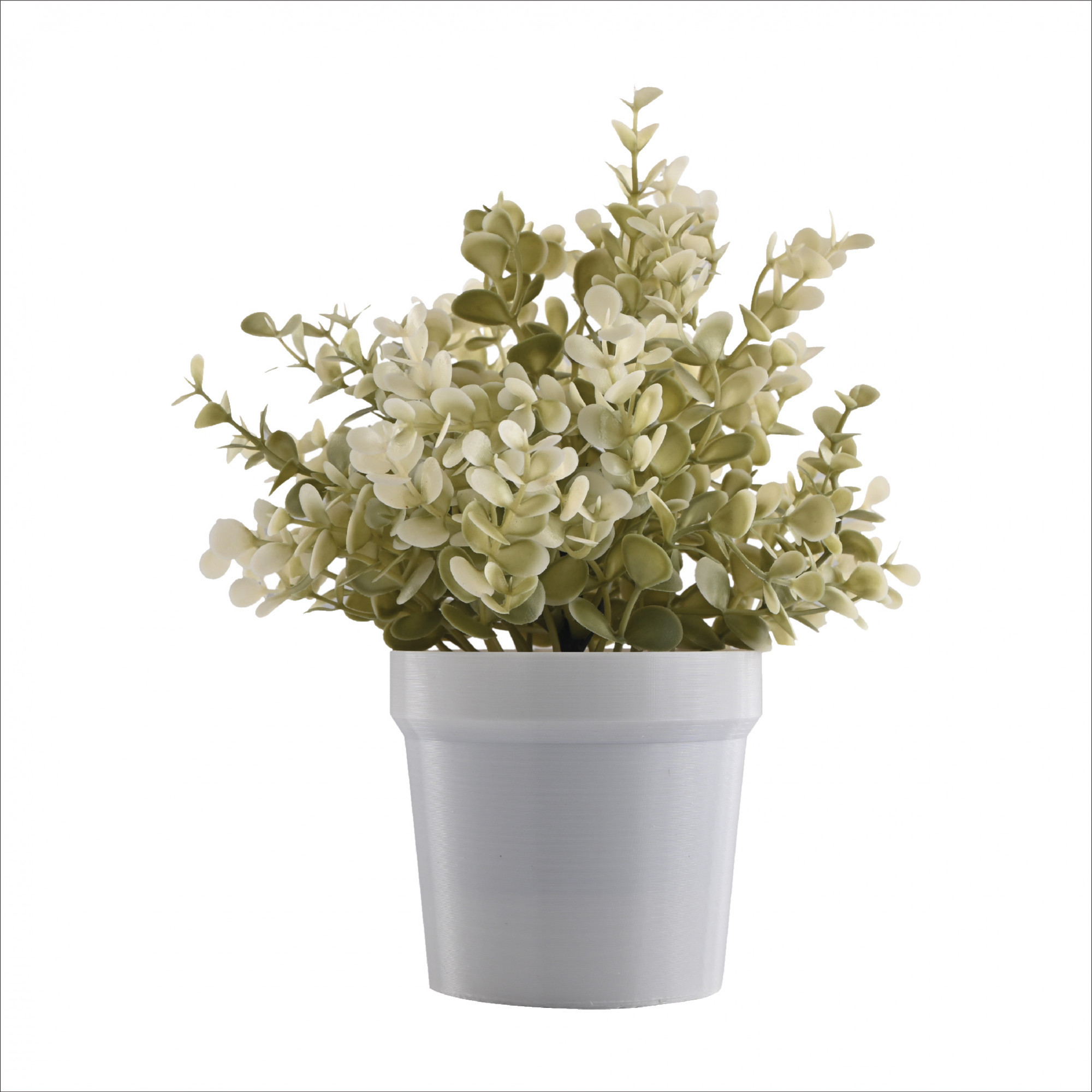 Kuber Industries Plastic Small Artificial Plants with Pot  Table Top  TV Unit Decorative Items for Living Room  Faux Plants for Home Decor  Office Desk  Flower 80 - White