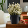 Plastic Small Artificial Plants with Pot | Table Top &amp; TV Unit Decorative Items for Living Room | Faux Plants for Home Decor &amp; Office Desk | Flower 80 - Black