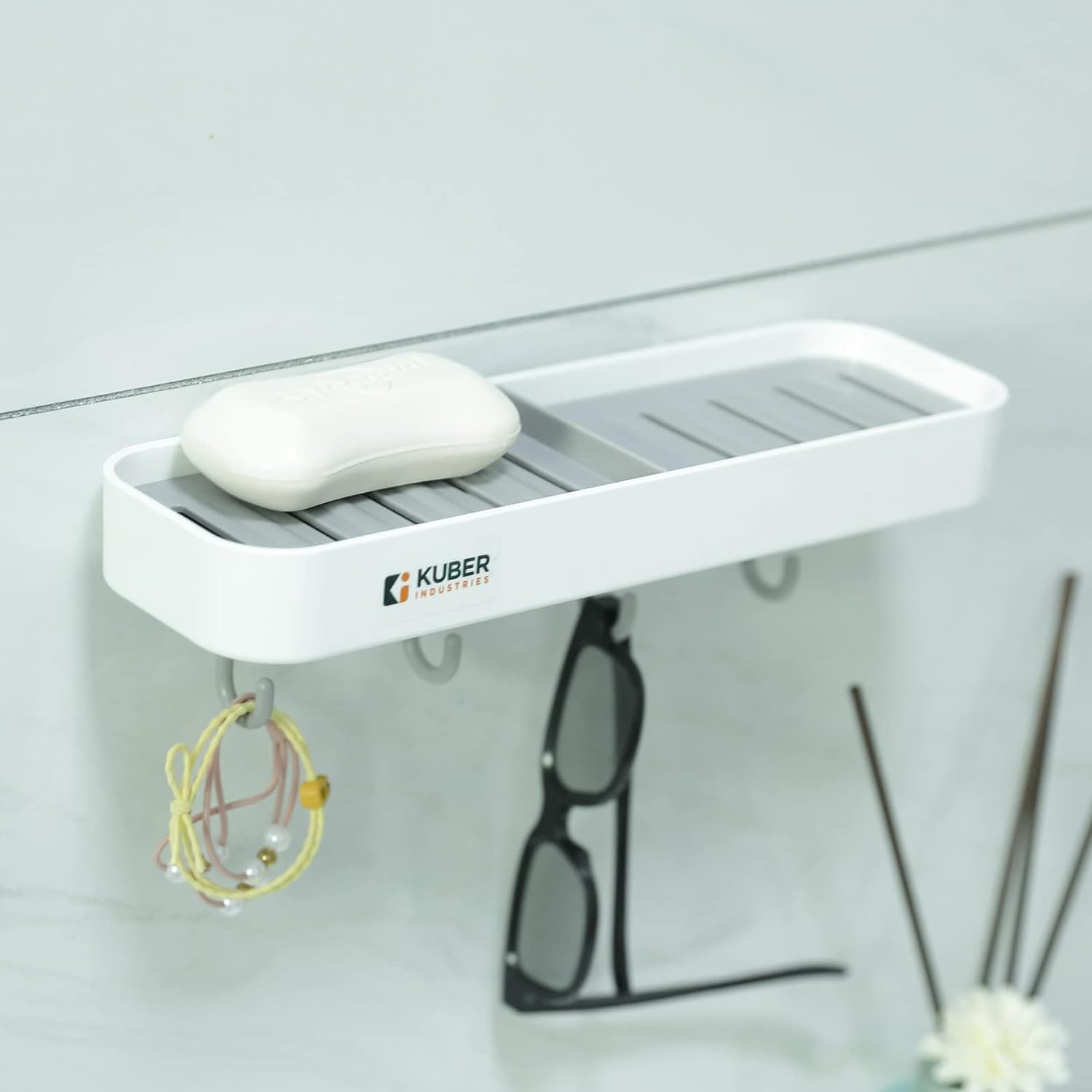 Kuber Industries Plastic Soap Dish with hooks|1322|White